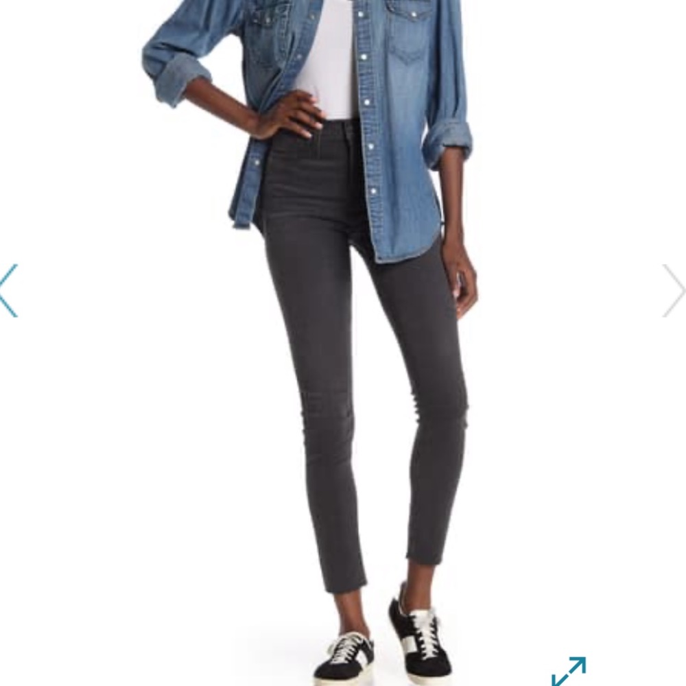 Madewell 9” High Rise Skinny Jeans Gray Raw Hem
